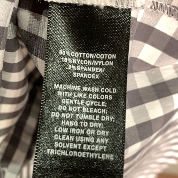 Lfayette 148 grey and white tee button down plaid checkered Womans dress shirt S - Picture 8 of 9